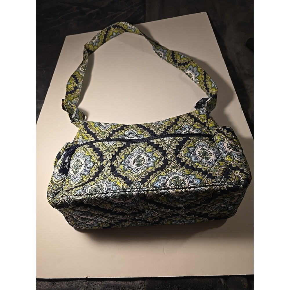 Vera Bradley Shoulder Bag Cambridge Pattern Handbag Excellent Retired Green Blue - Picture 5 of 9